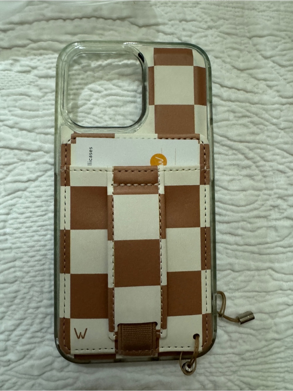 Walli Brown & White Checkerboard Magnetic Phone Case and Wallet